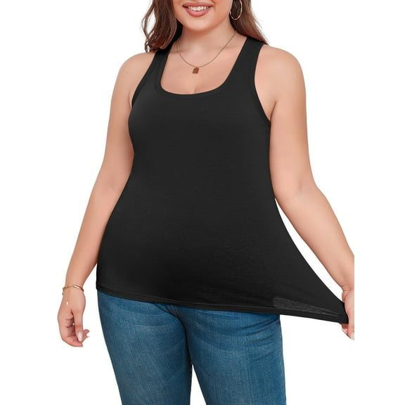 Sociala Womens Large Size Wider Straps Tanks Tops Built-in shelf Bra Basic Cami