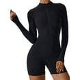 thumbnail image 1 of Sociala Womens Long Sleeve Bodysuit Tummy Control Boyleg Zipper Jumpsuit, 1 of 5
