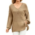 thumbnail image 1 of Sociala Womens Long Sleeve Lightweight Sweater Tops V Neck Button Down Shirt Tops, 1 of 6