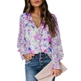 thumbnail image 1 of Sociala Womens Long Sleeve Tops Boho Floral Printed Blouses Casual V Neck Peasant Shirts, 1 of 3