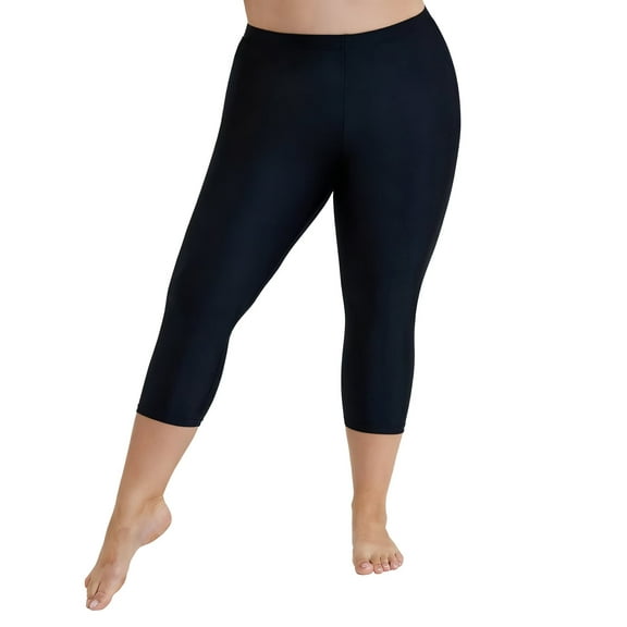 Sociala Womens Plus Size Capris High Waist Swimwear Bottoms Long Swim Shorts Tankini Bottom