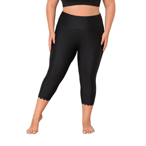 Sociala Womens Plus Size Capris High Waist Swimwear Bottoms Long Swim Shorts Tankini Bottom