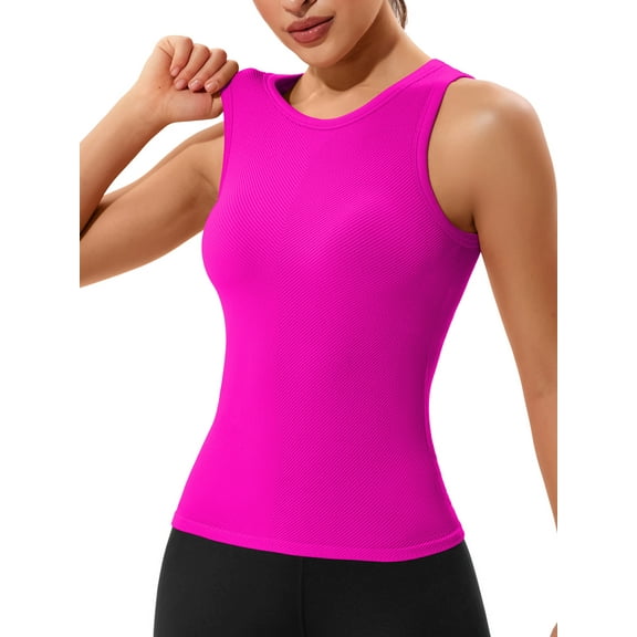 Sociala Womens Sleeveless Ribbed Tank Tops Full Back Sport Tops