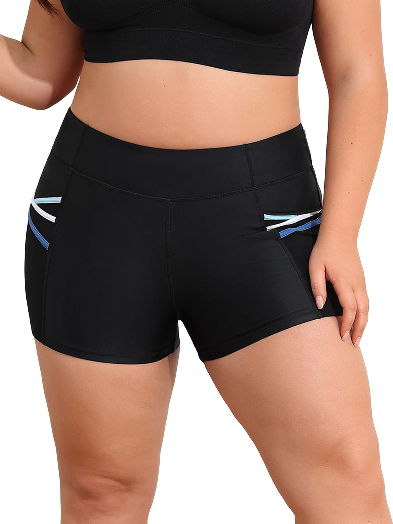 Sociala Womens Solid Swim Bottoms Plus Size High Waisted Boardshorts Sporty Swim Shorts with