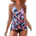 thumbnail image 1 of Sociala Womens Tankini Swimsuits Tops Tummy Control Padded Swim Top Flowy Bathing Suits Tops, 1 of 5