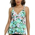 thumbnail image 1 of Sociala Womens Tankini Swimsuits Tops Tummy Control Padded Swim Top Flowy Bathing Suits Tops, 1 of 4