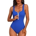 thumbnail image 1 of Sociala Womens Tummy Control 1 Piece Monokini Swimwear Zipper Backless Swimsuit, 1 of 6