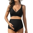 thumbnail image 1 of Sociala Womens Two Piece Maternity Swimsuit V Neck Bikini Sets Ruched Bathing Suits, 1 of 7