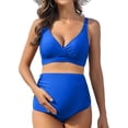 thumbnail image 1 of Sociala Womens Two Piece Maternity Swimsuit V Neck Bikini Sets Ruched Bathing Suits, 1 of 6
