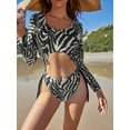 thumbnail image 1 of Sociala Zebra Prints Swimsuit for women One Piece Swimwear Waist Cutout Rash Guard, 1 of 6