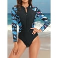 thumbnail image 1 of Sociala Zipper Swim Tops for Womens Printed One Piece Rashguard Long Sleeve Swimsuit, 1 of 6