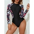thumbnail image 1 of Sociala Zipper Swim Tops for Womens Printed One Piece Rashguard Long Sleeve Swimsuit, 1 of 6