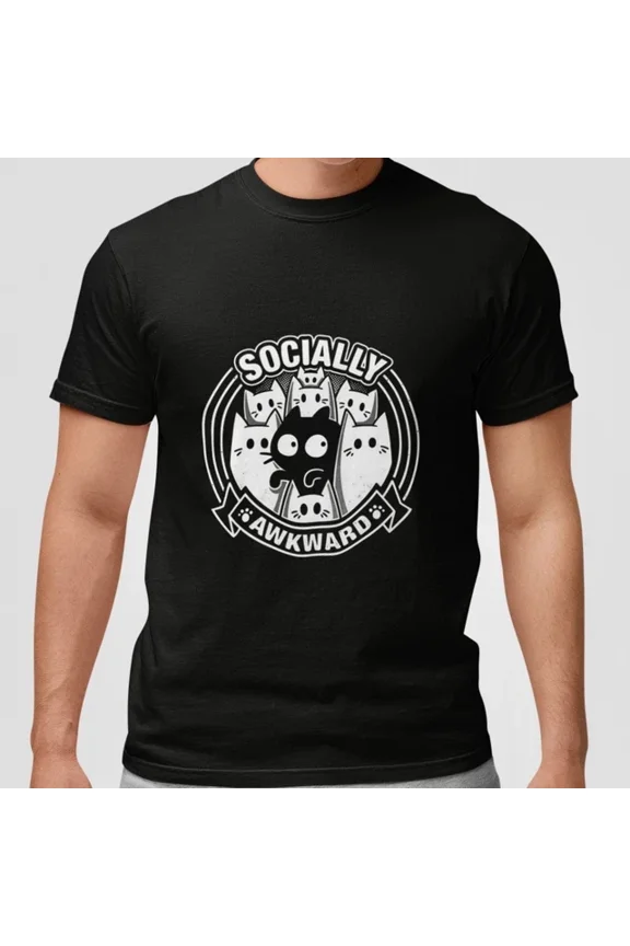 Socially Awkward Cat Introvert Graphic T-shirt