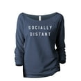 thumbnail image 1 of Socially Distant Women's Fashion Slouchy 3/4 Sleeves Raglan Lightweight Sweatshirt Navy Medium, 1 of 3