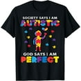 thumbnail image 1 of Society Says Autistic God Perfect Autism Awareness Boys Kids T-Shirt, 1 of 4