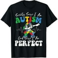 thumbnail image 1 of Society Says I Am Autistic God Says I Am Perfect Autism T-Shirt Black Large, 1 of 4