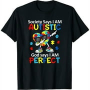 Society Says I am Autistic Autism Awareness Awesom Summer Tops for Women - Show Your Personality with This Eye-catching Tee