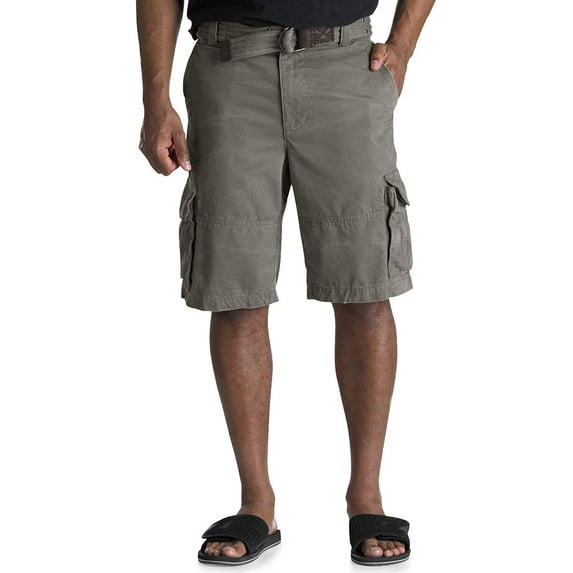 Society of One by DXL Men's Big & Tall Distressed Cargo Shorts, Heather Grey, 46 Waist