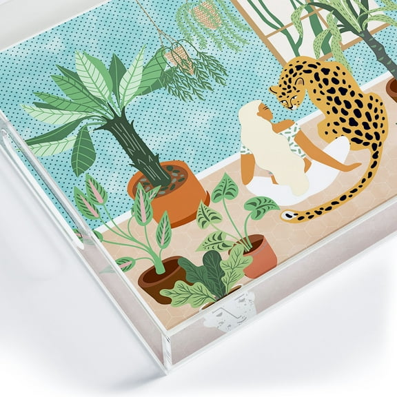 Society6 83 Oranges Papaya and Custard Apple Decorative Acrylic Tray 8" x 6 1/4" x 1", Tropical, Tropical, Fruit