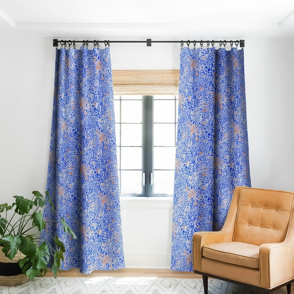 Society6 83 Oranges Violet Leopard Blackout Curtain Single Panel Blue Modern 50" x 96"