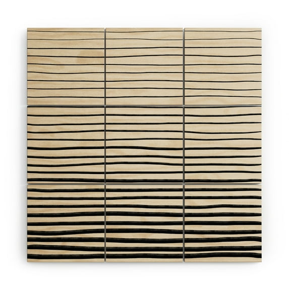 Society6 Alisa Galitsyna Black Horizontal Lines Wood Wall Mural 5' x 5'