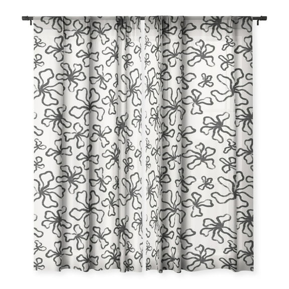 Society6 Alisa Galitsyna Dancing Flowers Single Panel Sheer Window Curtain 50" x 96"