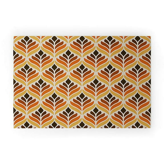 Society6 Alisa Galitsyna Retro Flower Pattern Small Looped Vinyl 20" x 30" Welcome Mat