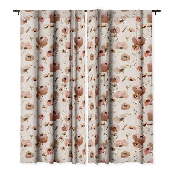 Society6 Alison Janssen Farmhouse Floral Pink Single Panel Room Darkening Window Curtain 50" x 108"