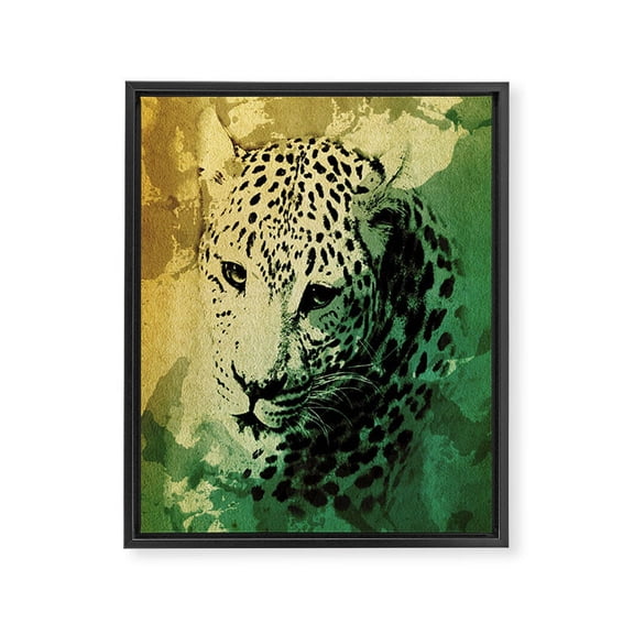 Society6 Allyson Johnson African Leopard Black Framed Art Canvas Wall Art, 8" x 10", Animals & Insects, Portrait, Drawings, Modern