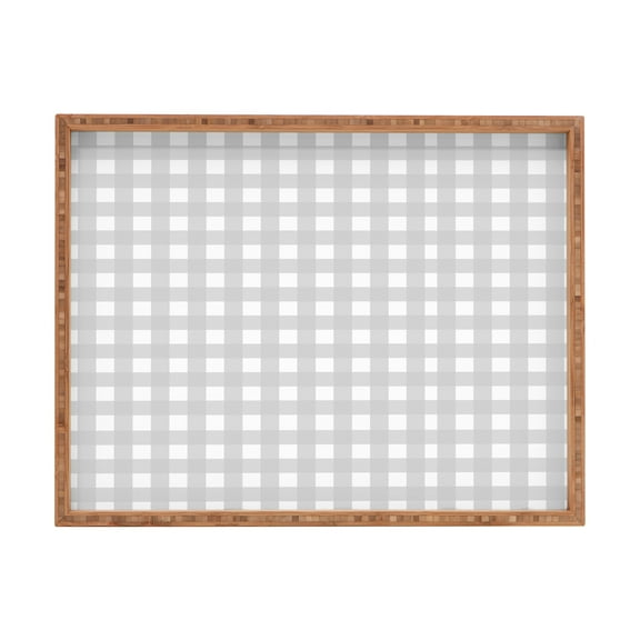 Society6 Allyson Johnson Gray Check Large Rectangular Bamboo Tray