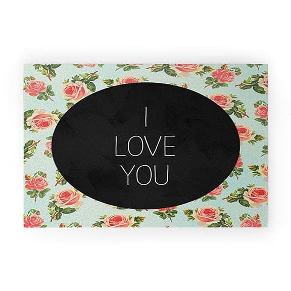 Society6 Allyson Johnson I Love You Floral Welcome Mat Small 20" x 30"