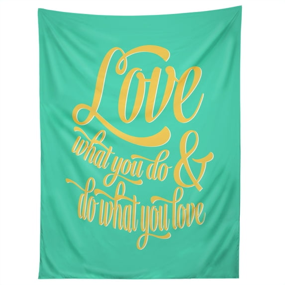 Society6 Allyson Johnson Do What You Love Unframed Tapestry Wall Art, 50" x 60", Typography, Modern, Motivational, Portrait Orientation Wall Hanging Blanket Home Decor