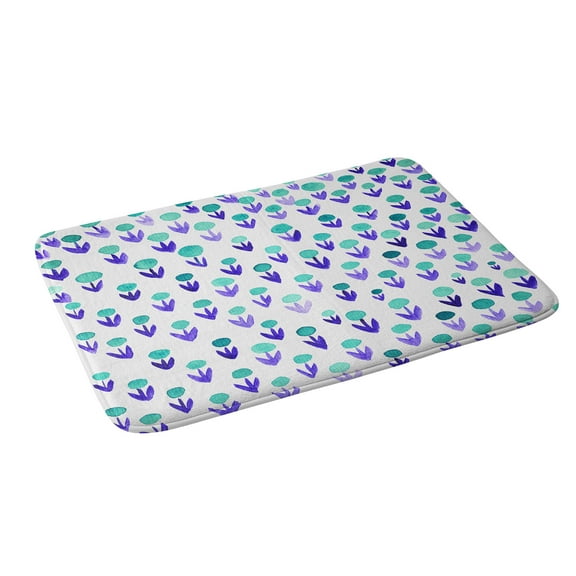 Society6 Angela Minca Dot Flowers Aqua Blue Bath Mat 34" x 21"