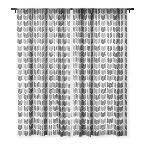 Society6 Avenie Boho Arrows Black Single Panel Sheer Window Curtain 50" x 64"