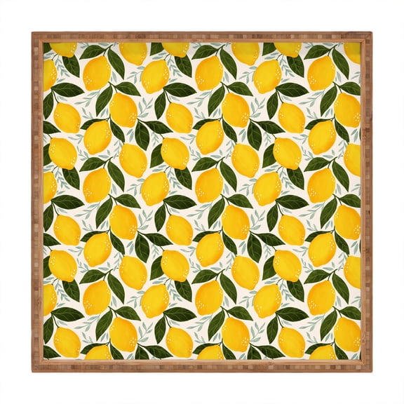 Society6 Avenie Mediterranean Summer Lemons I Large Square Bamboo Tray
