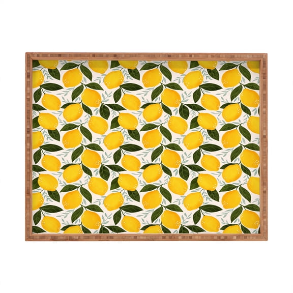 Society6 Avenie Mediterranean Summer Lemons I XL Rectangle Bamboo Tray