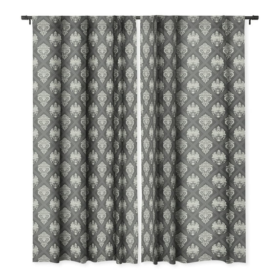 Society6 Avenie Royal Damask Grey Single Panel Room Darkening Window Curtain 50" x 64"