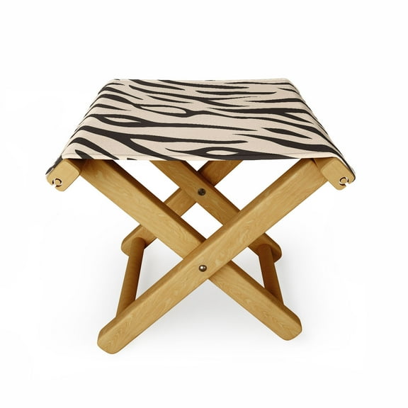 Society6 Avenie White Tiger Stripes Folding Stool