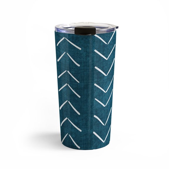Society6 Becky Bailey Mud Cloth Big Arrows In Teal 20 oz Stainless Steel Travel Mug