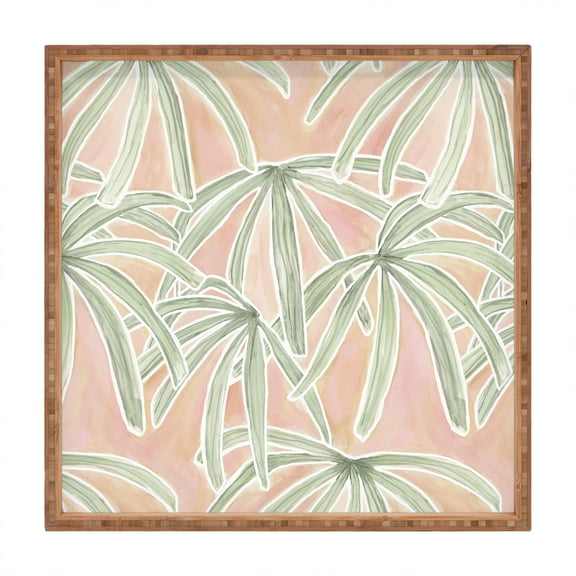 Society6 Boho Palms by Jacqueline Maldonado Square Bamboo Tray