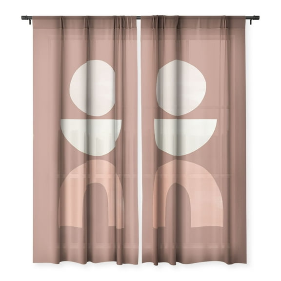 Society6 Bohomadic Studio Boho Geometrics In Terra And Pink 50" x 108" Single Panel Sheer Window Curtain