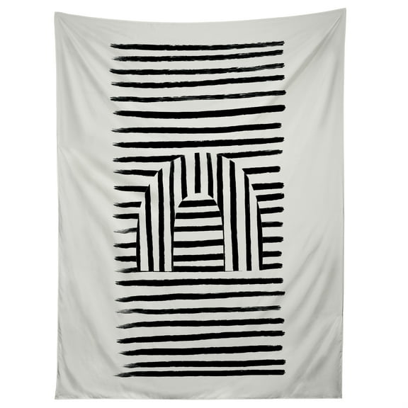 Society6 BohomadicStudio Minimal Series Black Striped Arch 50" x 60" Tapestry