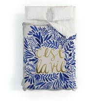 Society6 Cat Coquillette Thats Life Gold Blue Duvet Cover Cotton Full