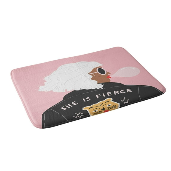 Society6 Charly Clements She Is Fierce Pink Bath Mat 34" x 21"