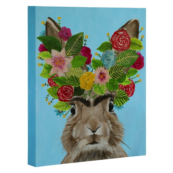 Society6 Coco De Paris Frida Kahlo Rabbit 8" x 10" Walnut Framed Art Canvas