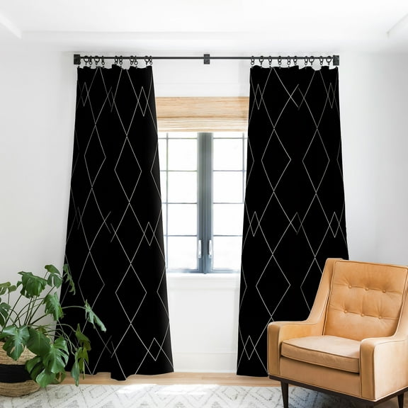Society6 Colour Poems Moroccan Minimalist Blackout Curtain Single Panel Black Modern 50" x 64"