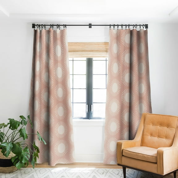 Society6 Colour Poems Sun Pattern Pink Blackout Curtain Single Panel Pink Modern 50" x 84"