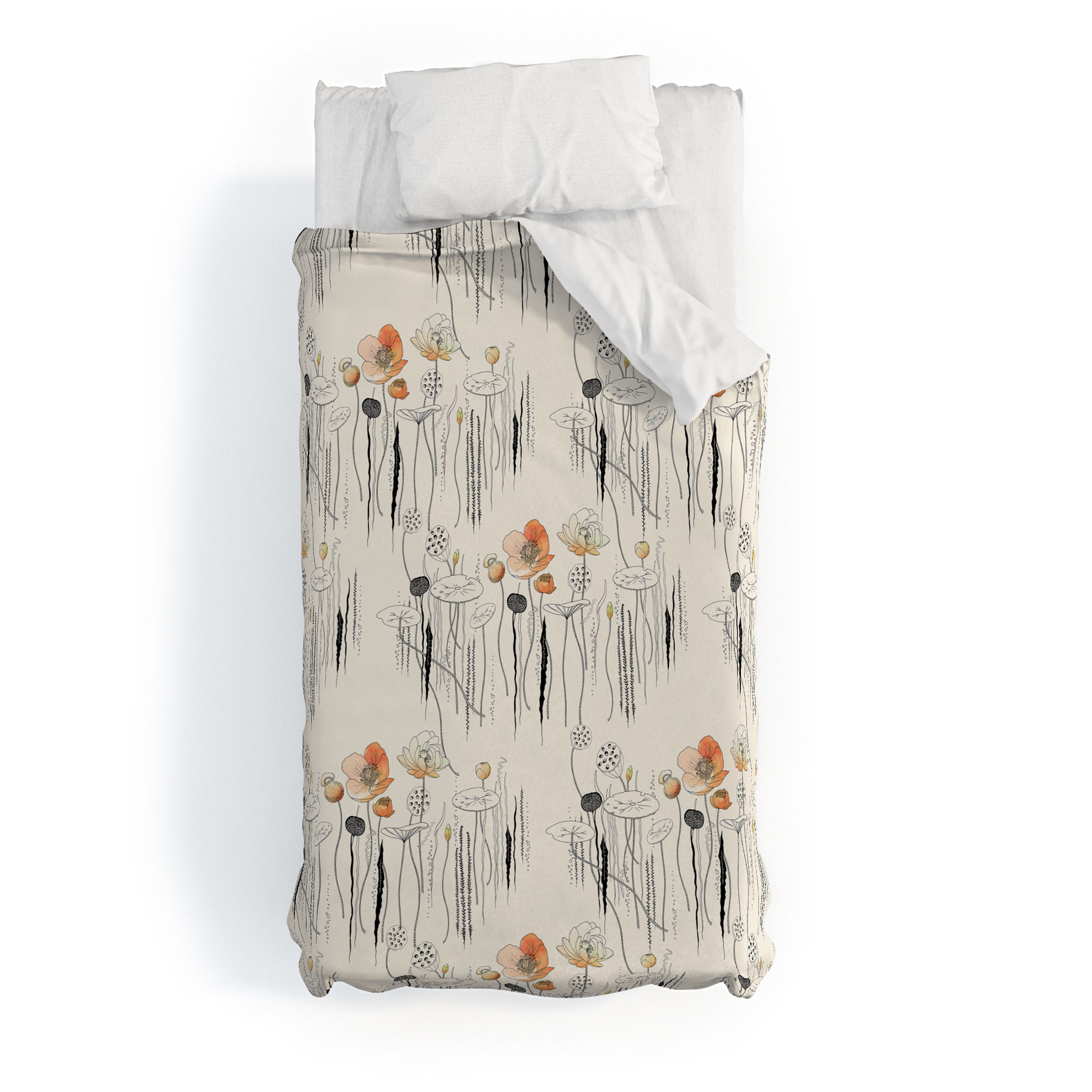 Society6 Coral Watercress Pond by Iveta Abolina Duvet Cover