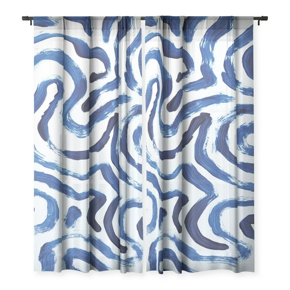 Society6 Dan Hobday Art Blue Minimal 50" x 64" Single Panel Sheer Window Curtain