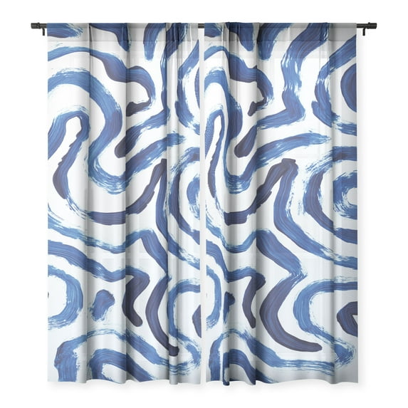 Society6 Dan Hobday Art Blue Minimal 50" x 64" Single Panel Sheer Window Curtain
